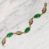 Summery Green Chalcedony & Gold Filigree Bracelet