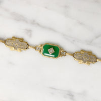 Summery Green Chalcedony & Gold Filigree Bracelet