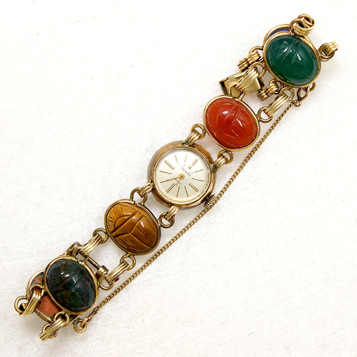Pedre Watch on Hardstone Scarab Bracelet