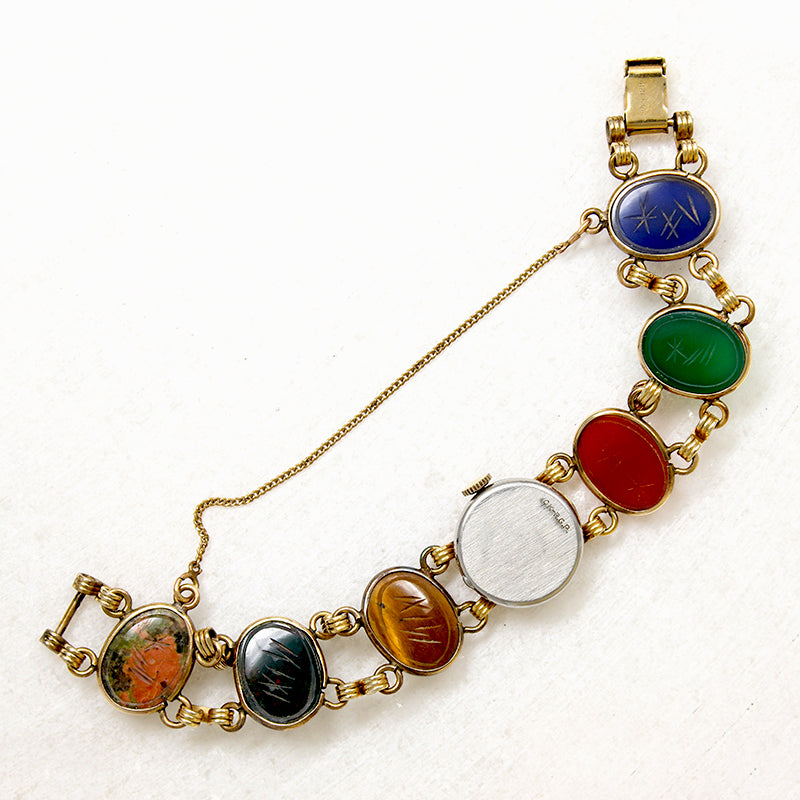 Pedre Watch on Hardstone Scarab Bracelet