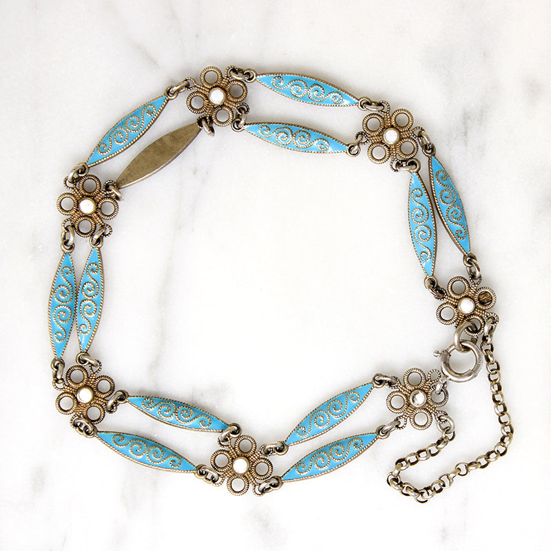 Darling Blue-Enamelled Sterling Silver Bracelet 