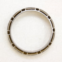 Chic Smoky Glass Bangle with Silver Meander Overlay