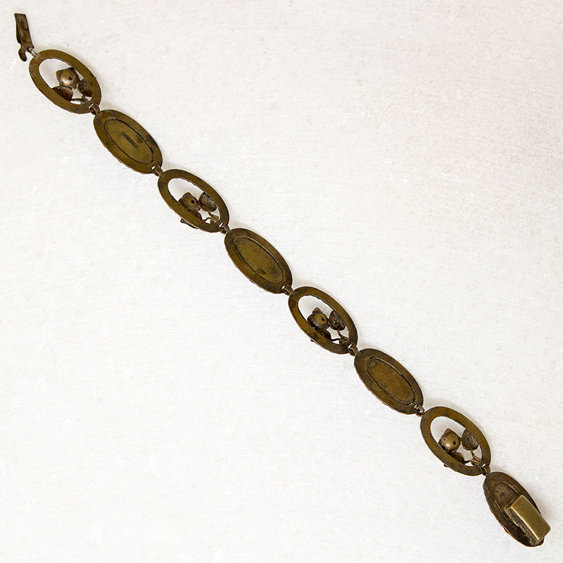 Moody Blue Glass & Brass Floral Bracelet