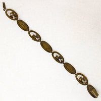 Moody Blue Glass & Brass Floral Bracelet