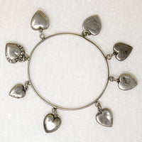 Sterling Bangle with Collection of Heart Charms