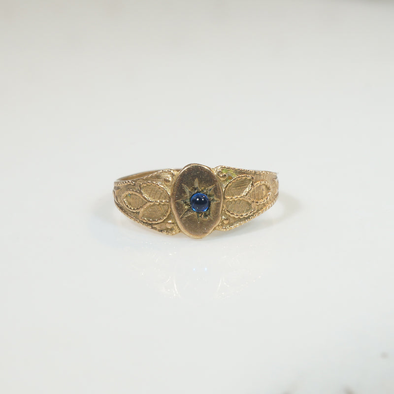 Tiny Edwardian Signet Ring with Sapphire