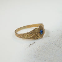 Tiny Edwardian Signet Ring with Sapphire