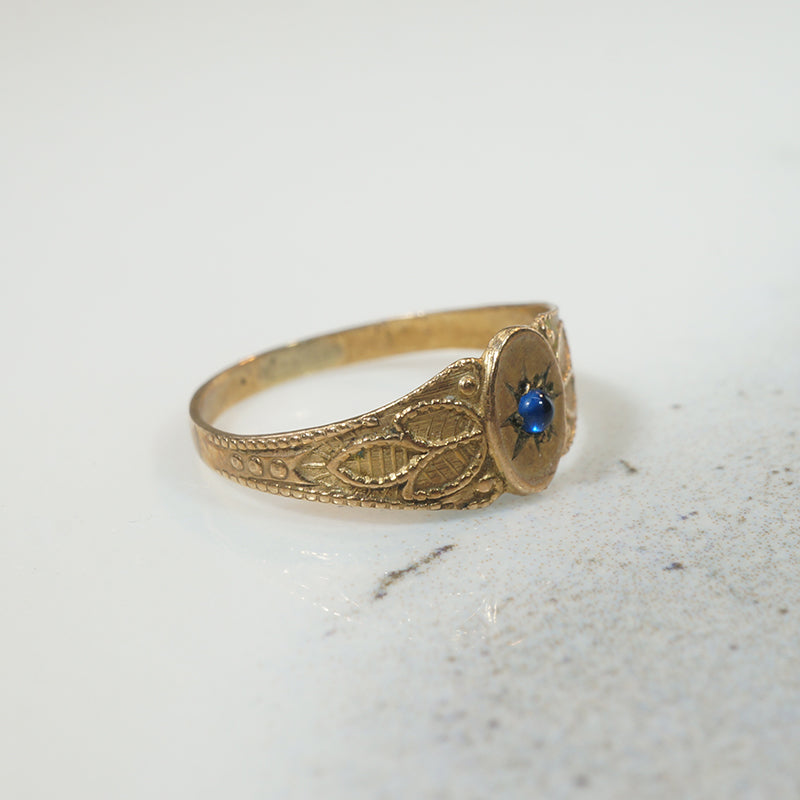 Tiny Edwardian Signet Ring with Sapphire