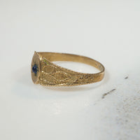 Tiny Edwardian Signet Ring with Sapphire