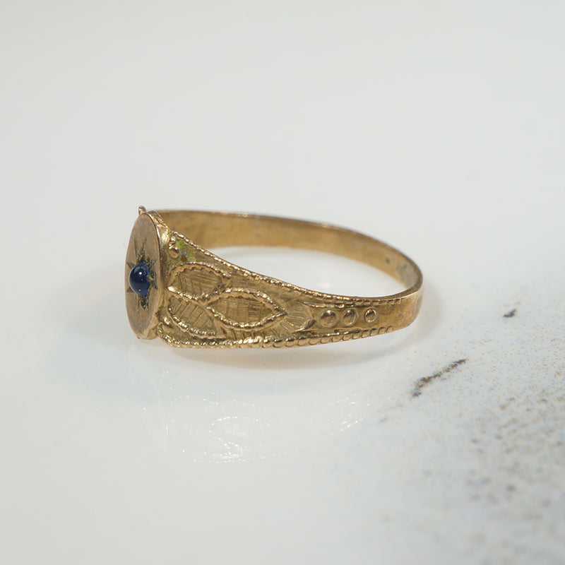 Tiny Edwardian Signet Ring with Sapphire