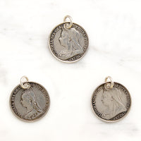 Individual Engraved Initials Victorian Silver Coin Charms
