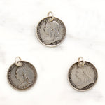 Individual Engraved Initials Victorian Silver Coin Charms