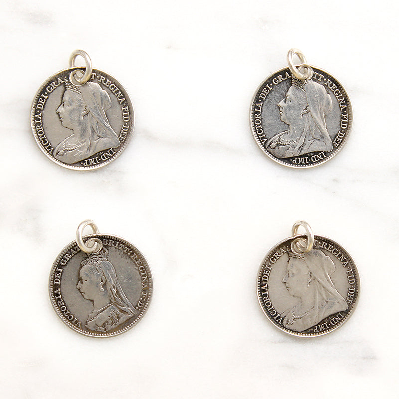 Individual Engraved Initials Victorian Silver Coin Charms