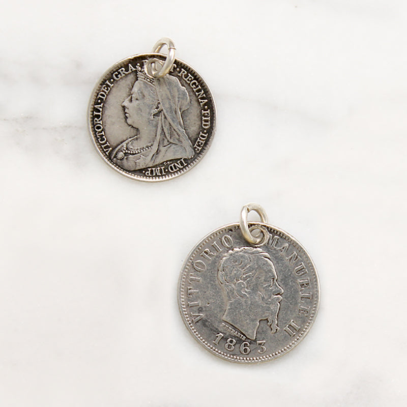 Individual Engraved Initials 19th Century Silver Coin Charms
