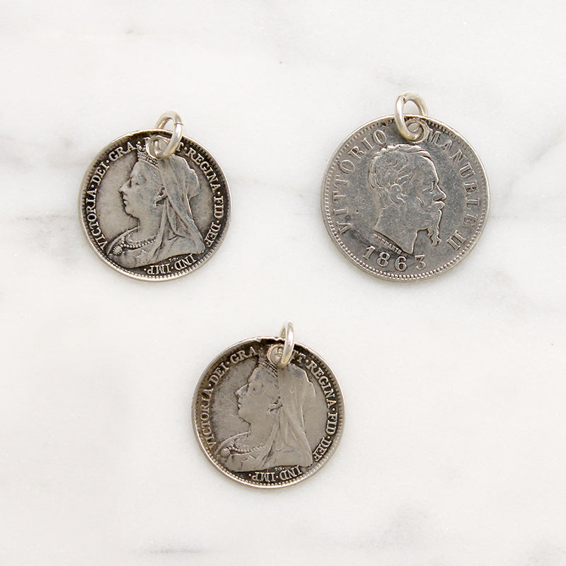 Individual Engraved Initials 19th Century Silver Coin Charms