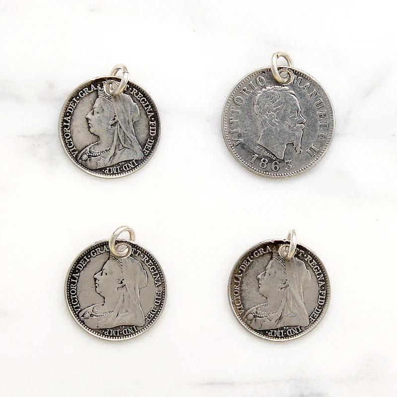 Individual Engraved Initials 19th Century Silver Coin Charms