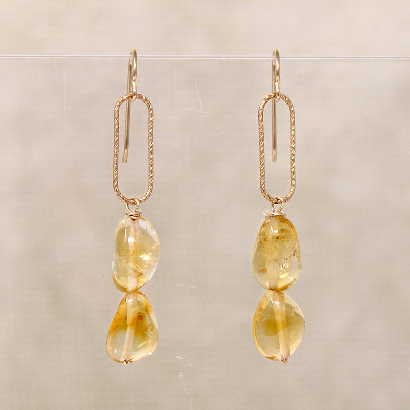 Radiant Citrine Nugget Earrings by Brin