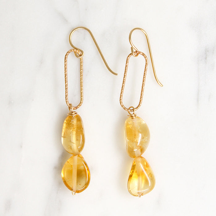 Radiant Citrine Nugget Earrings by Brin