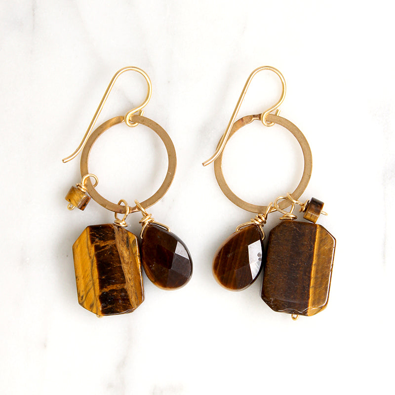 Golden Tiger's Eye Dangle Earrings by Brin