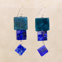 Graphic Apatite & Lapis Lazuli Earrings by Brin