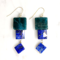 Graphic Apatite & Lapis Lazuli Earrings by Brin