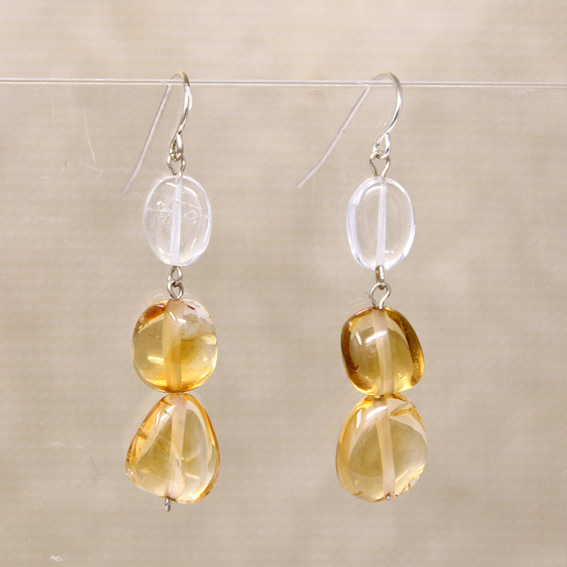 Citrine & Quartz Nugget Earrings by Brin
