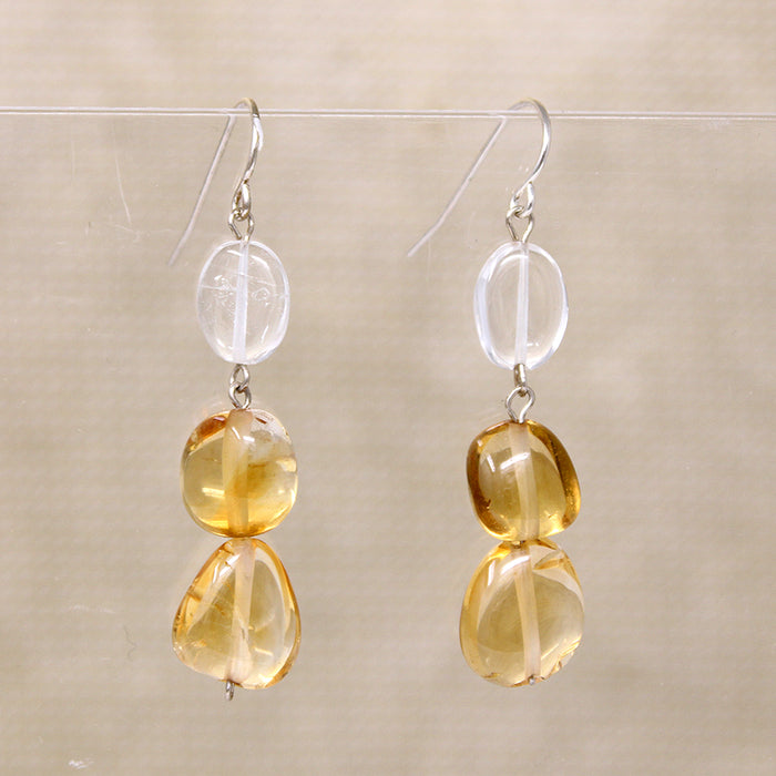 Citrine & Quartz Nugget Earrings by Brin