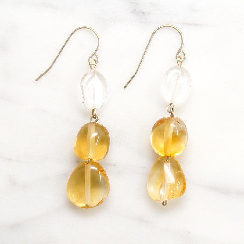 Citrine & Quartz Nugget Earrings by Brin