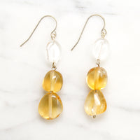 Citrine & Quartz Nugget Earrings by Brin
