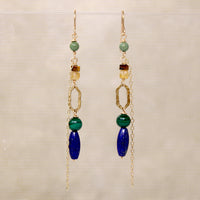 Long Beaded Gold Fill Dangle Earrings by Brin