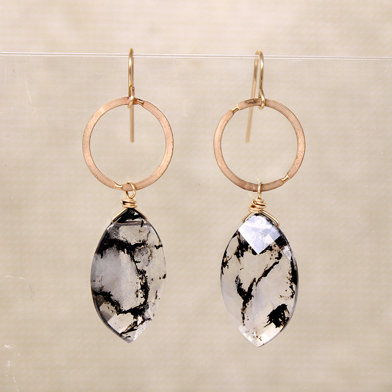 Moss Agate on Gold Fill Earrings by Brin