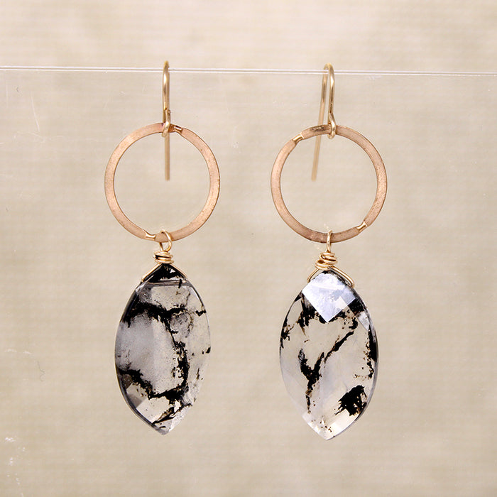 Moss Agate on Gold Fill Earrings by Brin