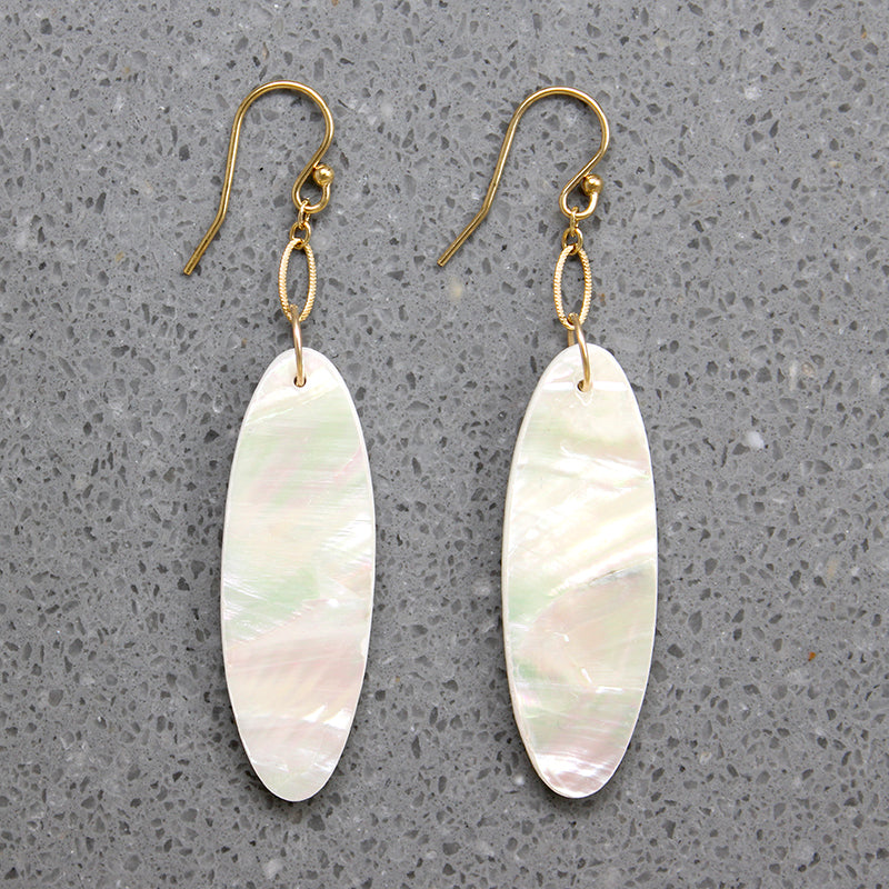 Iridescent Mother of Pearl Earrings by Brin