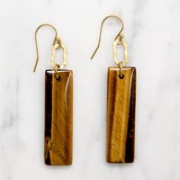 Tigers Eye Pillars & Hammered Links Earrings by Brin