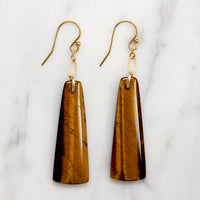 Glossy Tigers Eye Pendulum Earrings by Brin