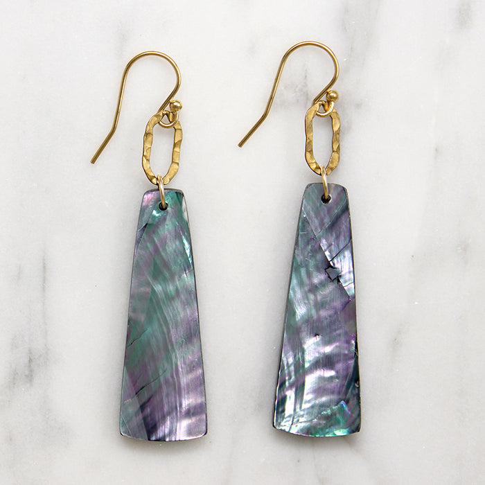 Abalone Pendulums & Hammered Links Earrings by Brin