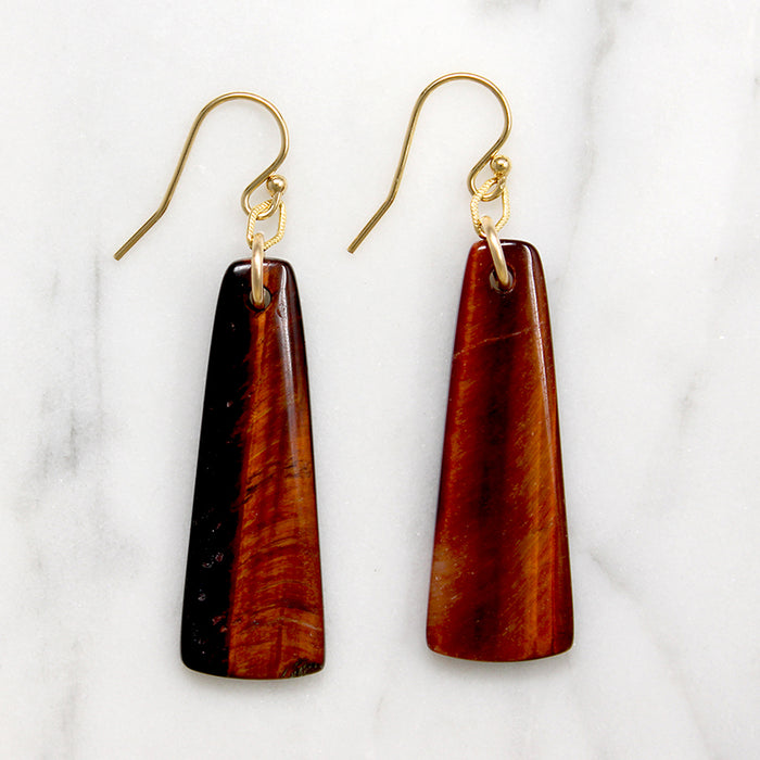 Red Tigers Eye Pendulum Earrings by Brin