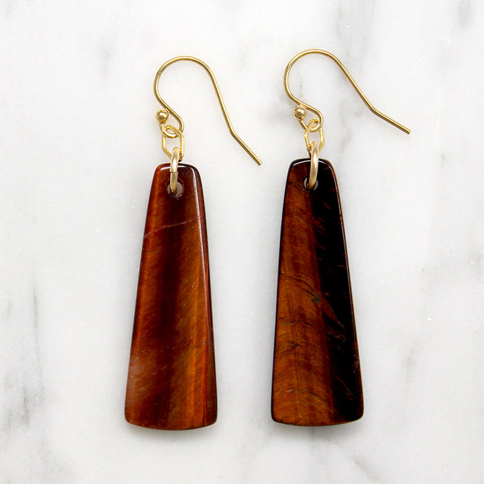 Red Tigers Eye Pendulum Earrings by Brin