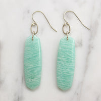 Oblong Amazonite Drops & Sterling Links Earrings by Brin