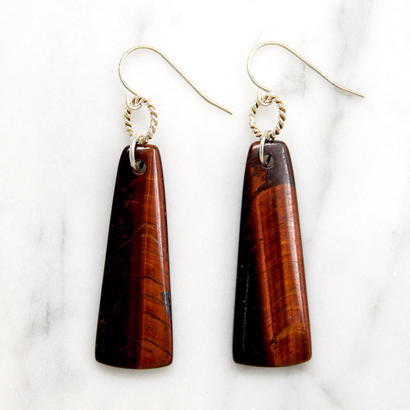 Red Tigers Eye Pendulum & Sterling Earrings by Brin