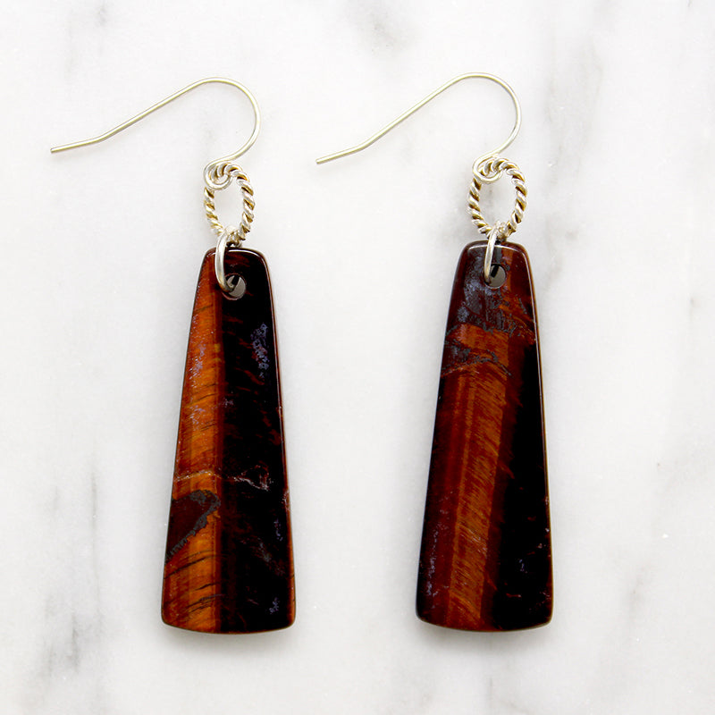 Red Tigers Eye Pendulum & Sterling Earrings by Brin