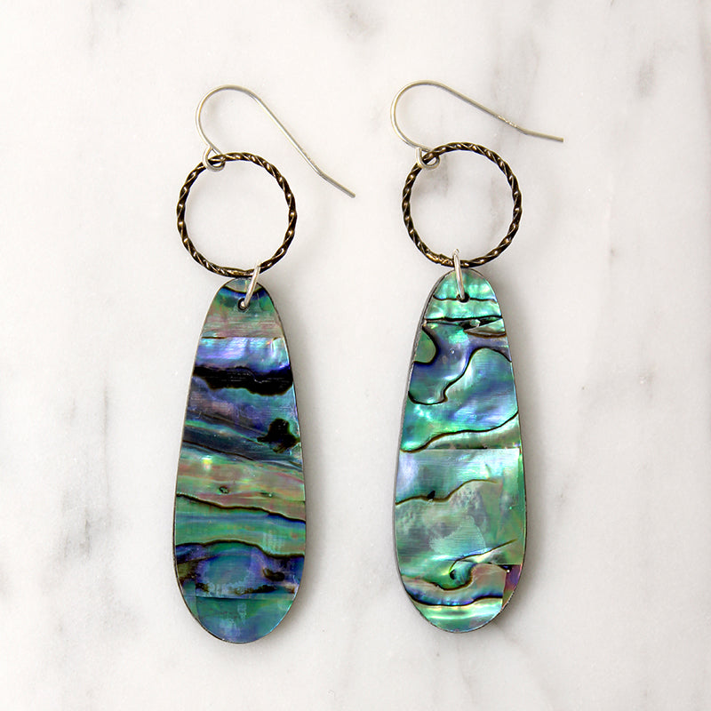 Abalone & Oxidized Sterling Earrings by Brin