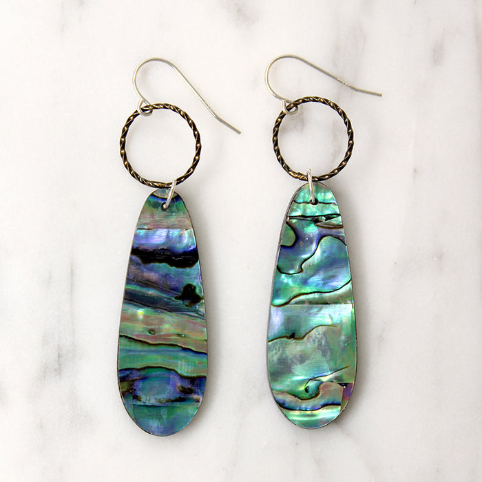 Abalone & Oxidized Sterling Earrings by Brin