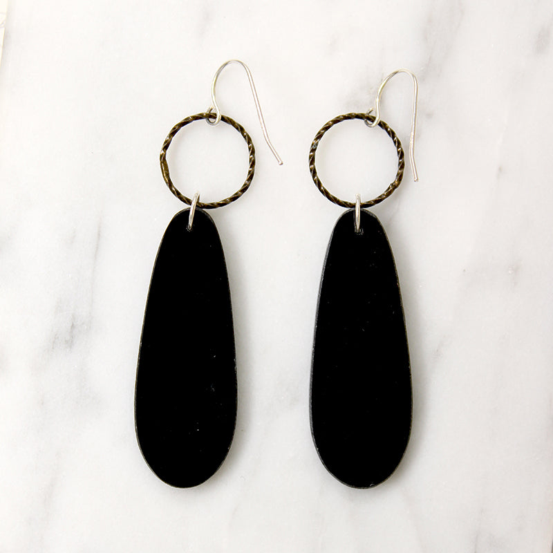 Abalone & Oxidized Sterling Earrings by Brin