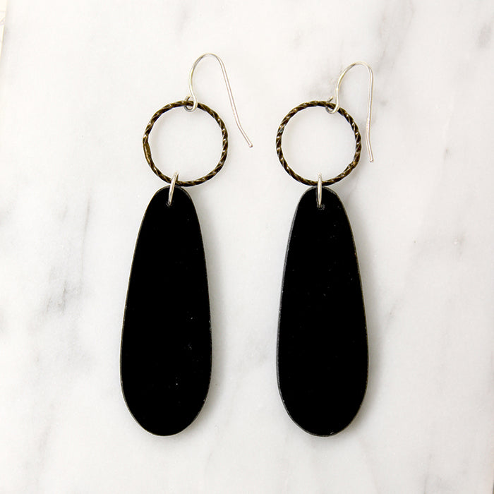 Abalone & Oxidized Sterling Earrings by Brin