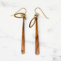 Elegant Wood & Vintage Brass Earrings by Brin