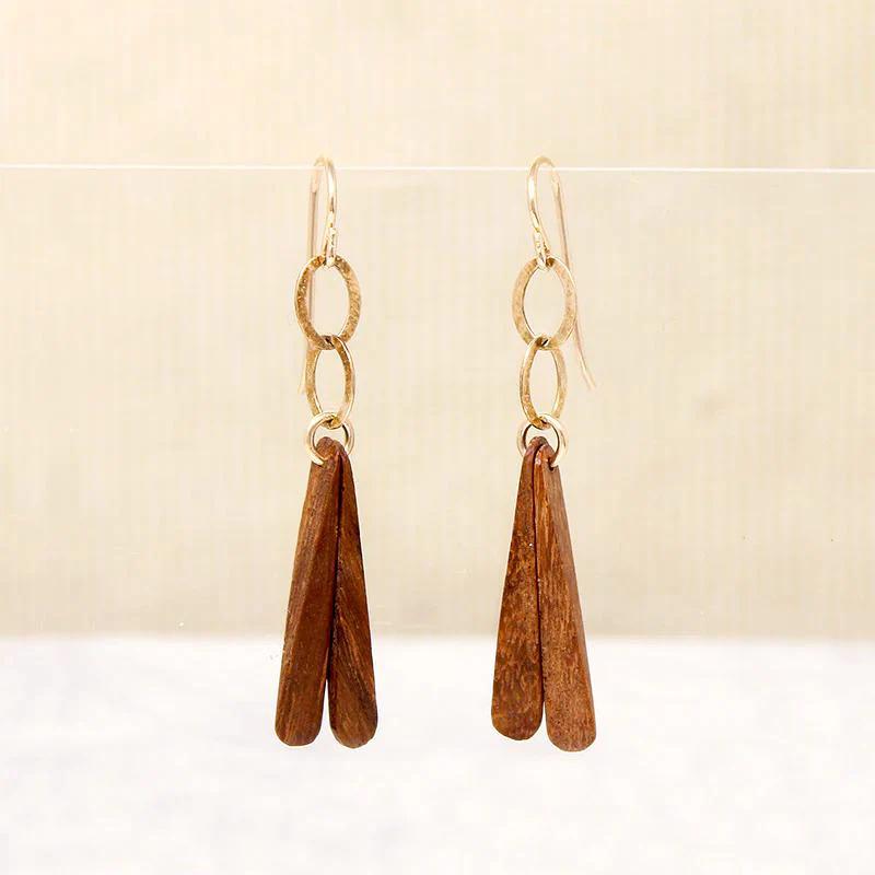 Wood & Brass Whirligig Earrings by Brin
