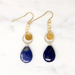 Lapis with Vintage Brass & Silver Drop Earrings by Brin