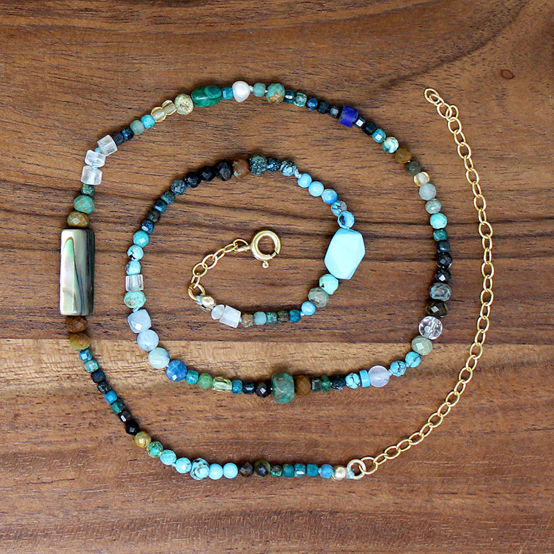 Abalone Inspired Gemstone Bead Necklace by Brin
