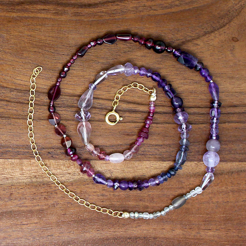 Moody Mauves Gemstone Bead Necklace by Brin
